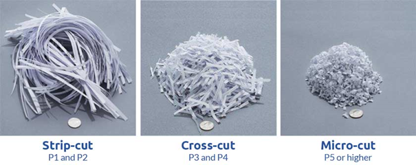 comparison strip-cut vs cross-cut vs micro-cut