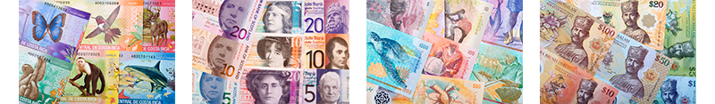 polymer-based banknotes of Costa Rica, Scotland, Maldives and Brunei