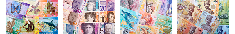 polymer-based banknotes of Costa Rica, Scotland, Maldives and Brunei